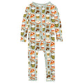 Print Coverall with 2 Way Zipper in Aloe Pumpkin Spice