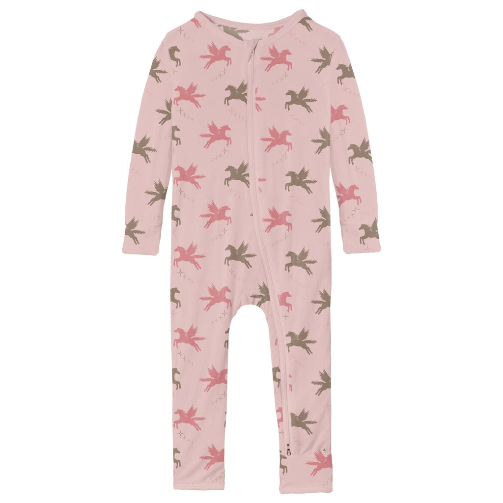 Print Coverall with 2 Way Zipper in Baby Rose Pegasus