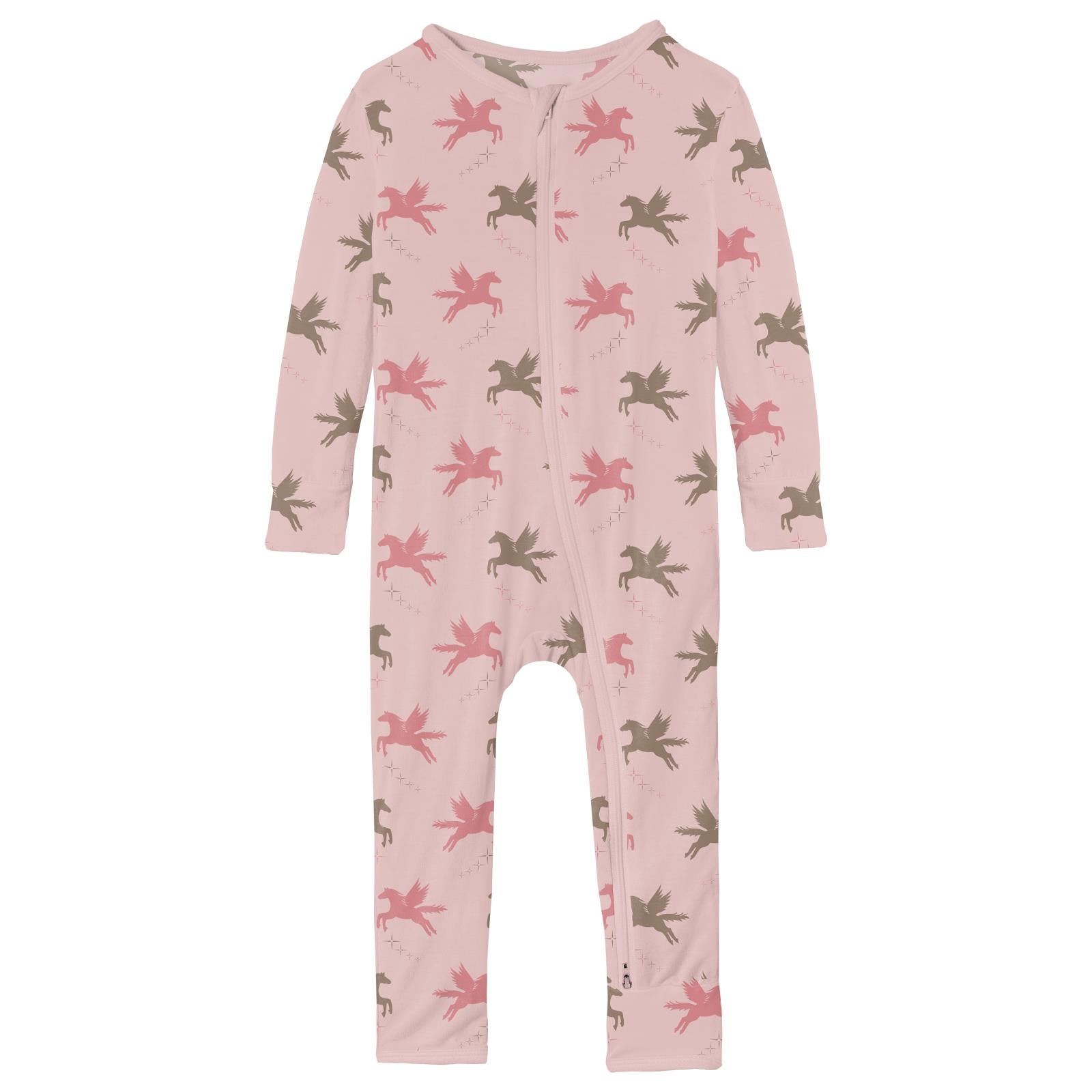 Print Coverall with 2 Way Zipper in Baby Rose Pegasus