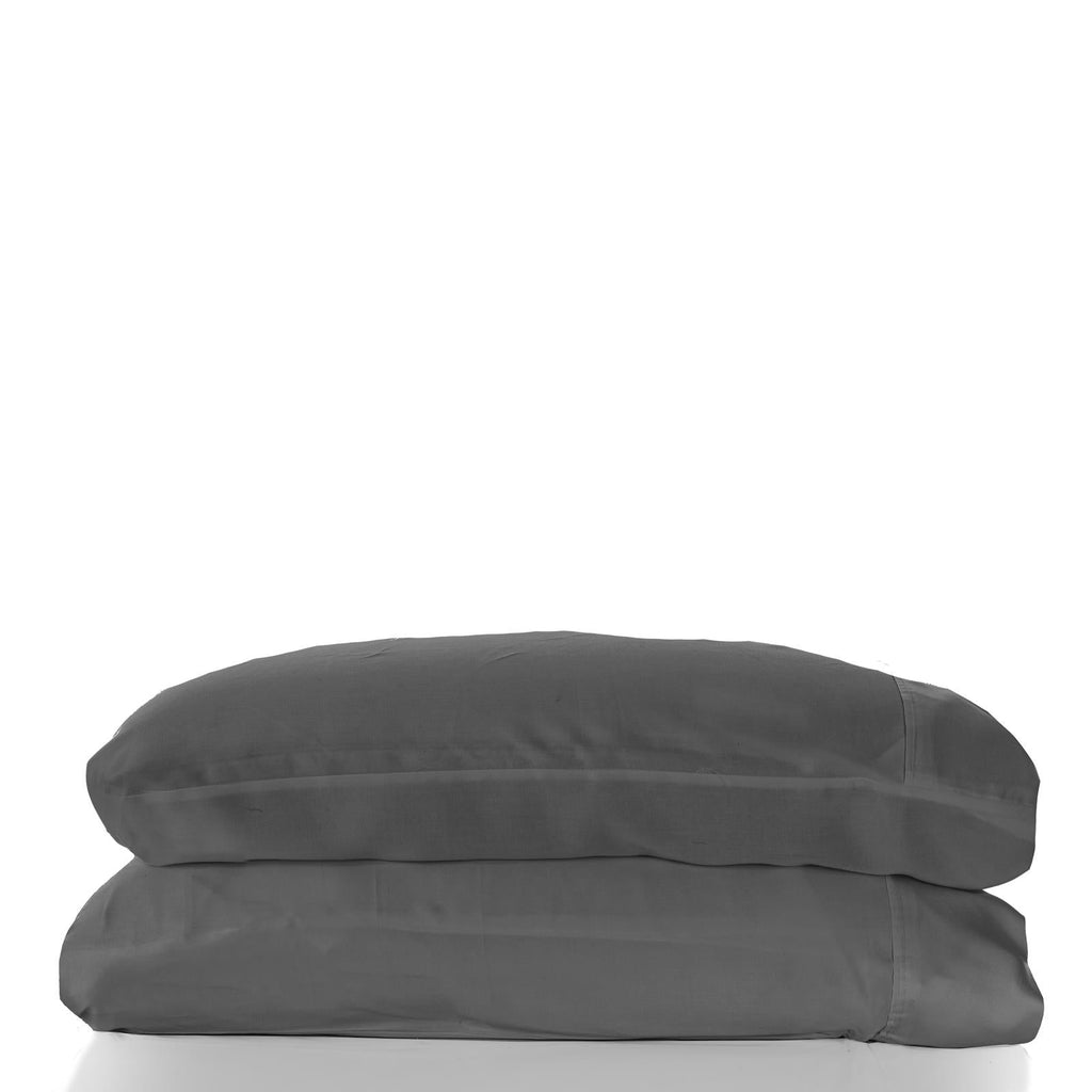 Woven Bamboo Pillowcase Set in Stone - Silky Sateen Bedding