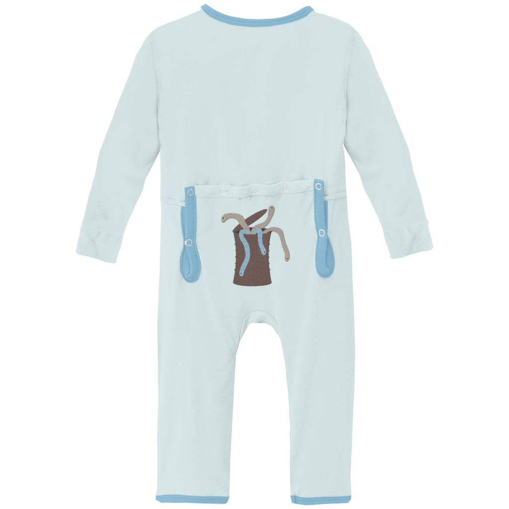 Applique Coverall with 2 Way Zipper in Fresh Air Can of Worms