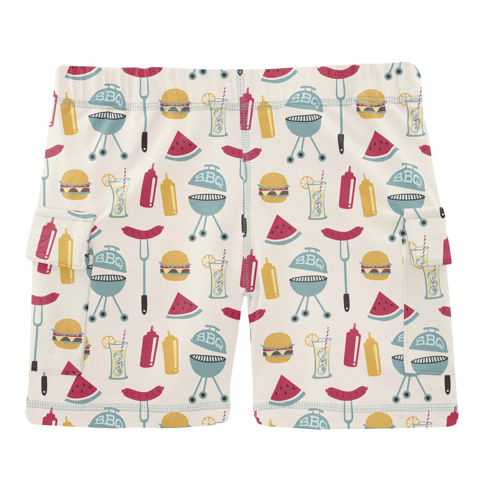 Print Cargo Shorts in Natural BBQ