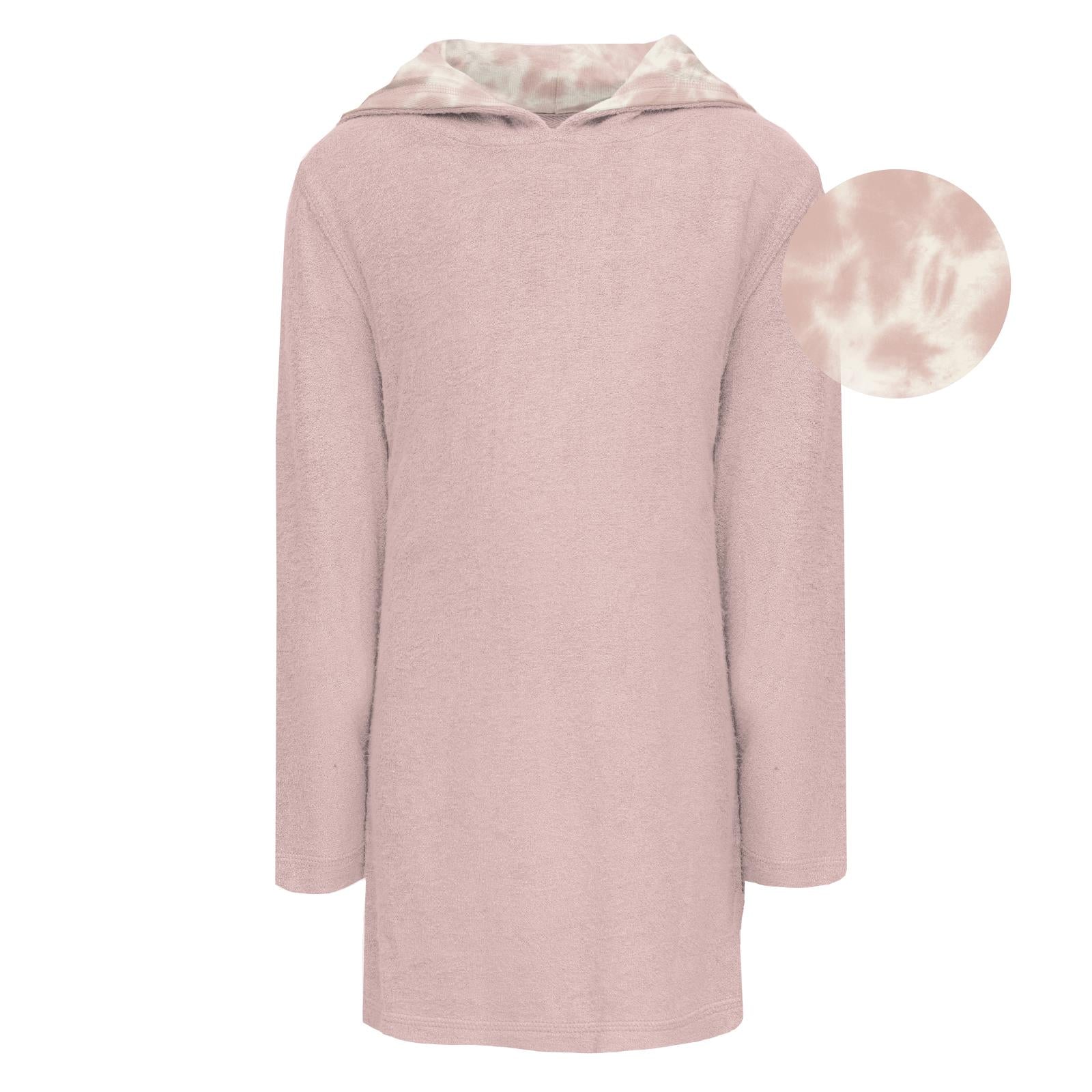 Baby rose bamboo terry pull-over swim robe with tie-dye lined hood for babies and toddlers