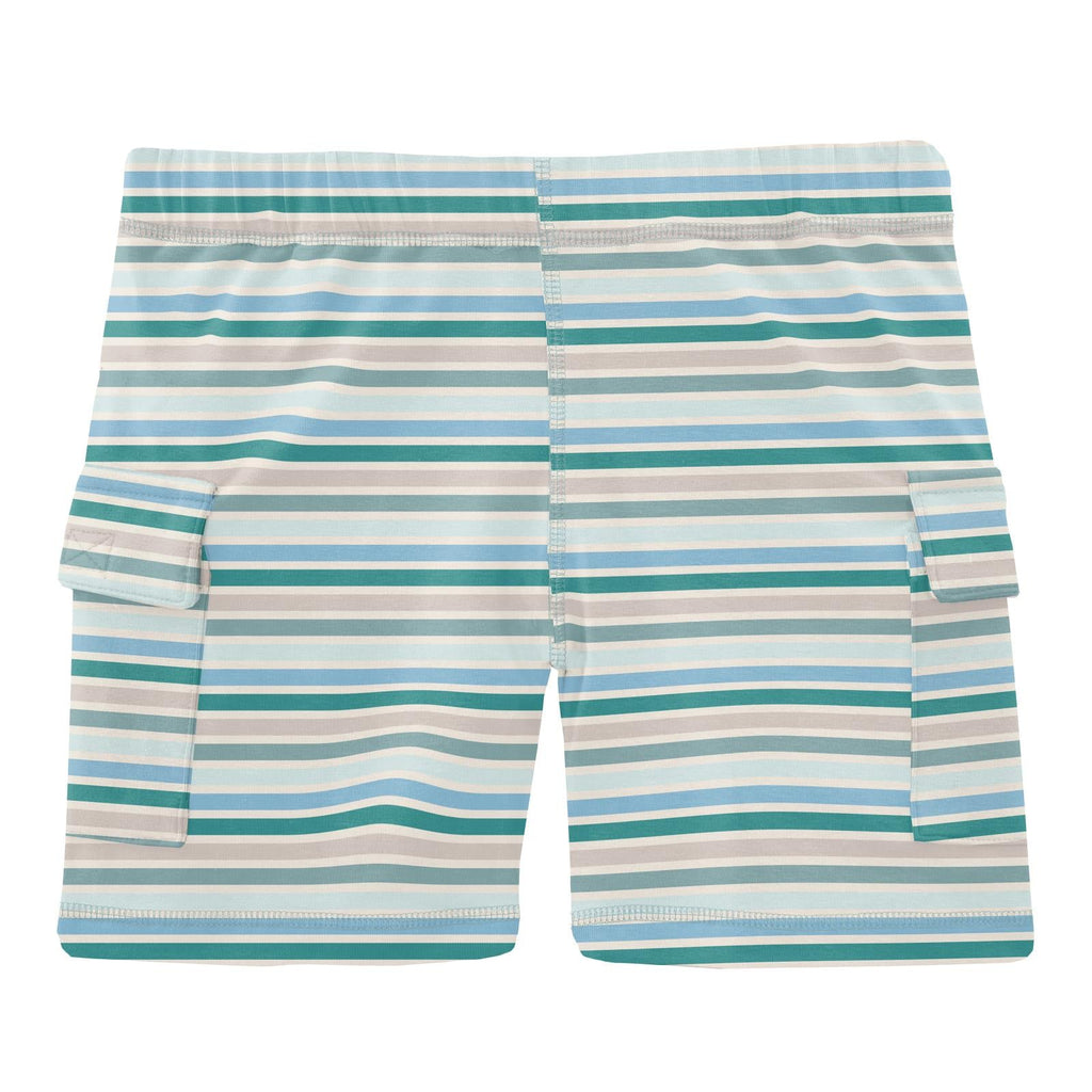 Print Cargo Shorts in Lakeside Stripe