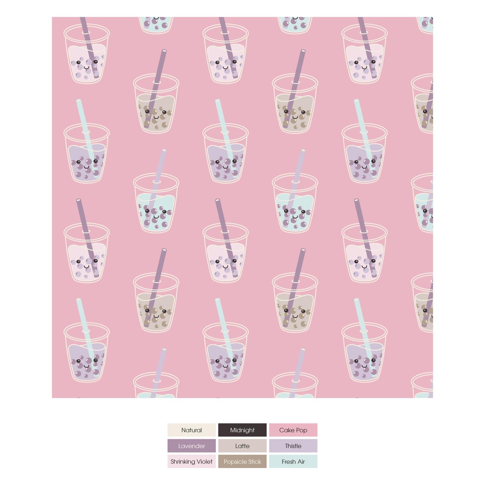 Print Bib Set of 3 in Cake Pop Boba; Lavender Flower Lattice & Thistle Ice Cream Truck