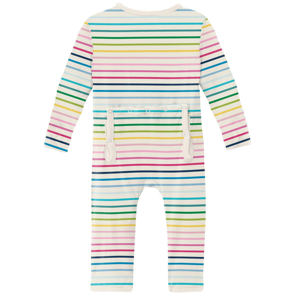 Print Coverall with 2 Way Zipper in Happy Stripe