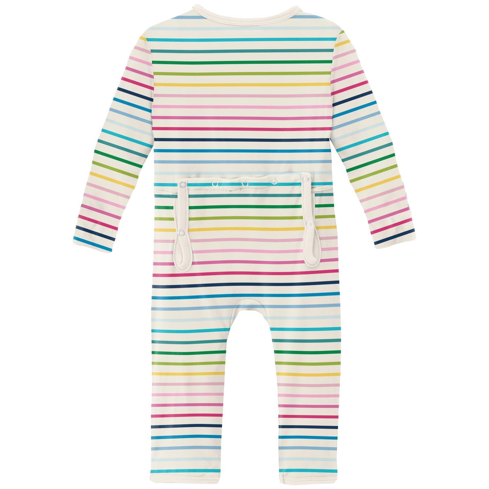 Print Coverall with 2 Way Zipper in Happy Stripe