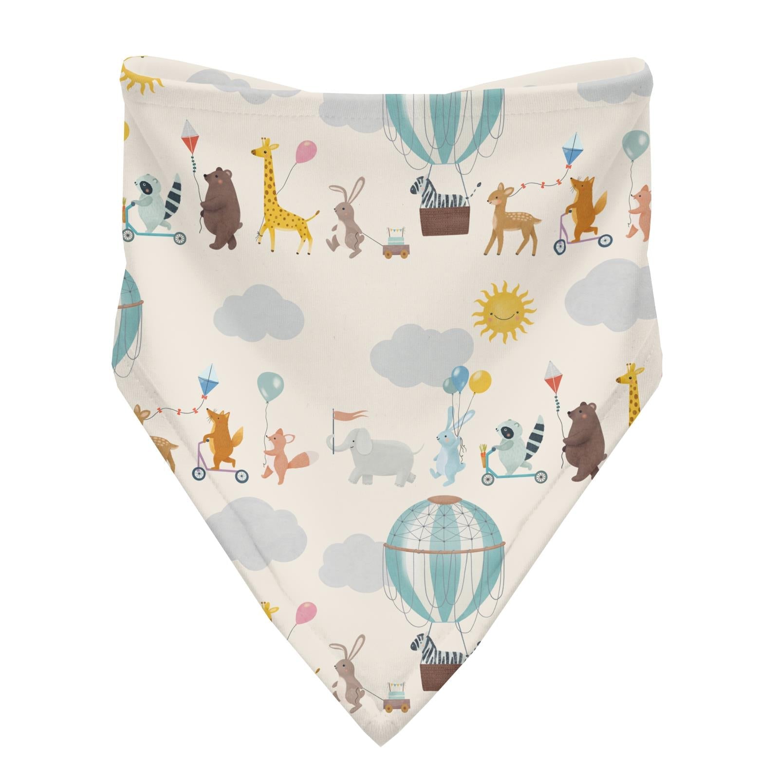 Print Bandana Bib in Natural Animal Parade