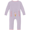 Applique Coverall with 2 Way Zipper in Thistle Ice Cream Cone