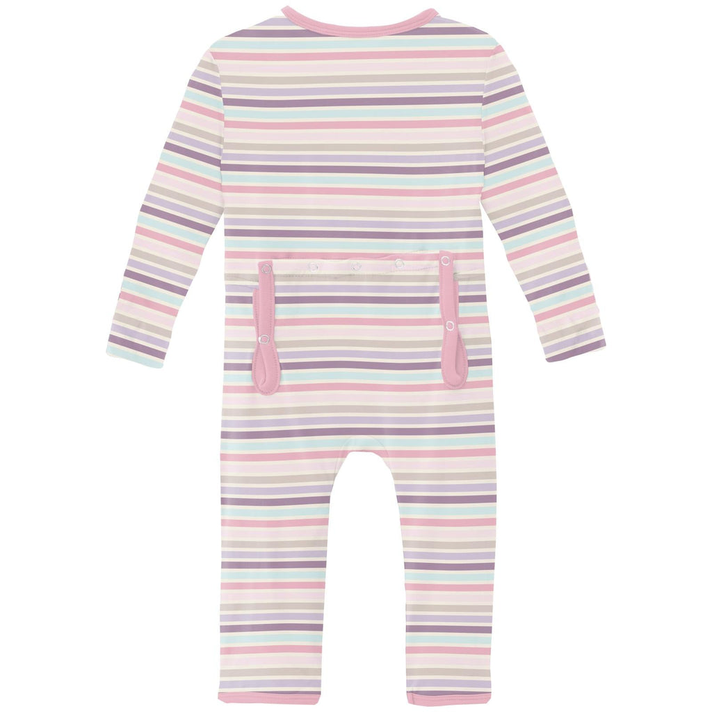Print Coverall with 2 Way Zipper in Ice Cream Stripe