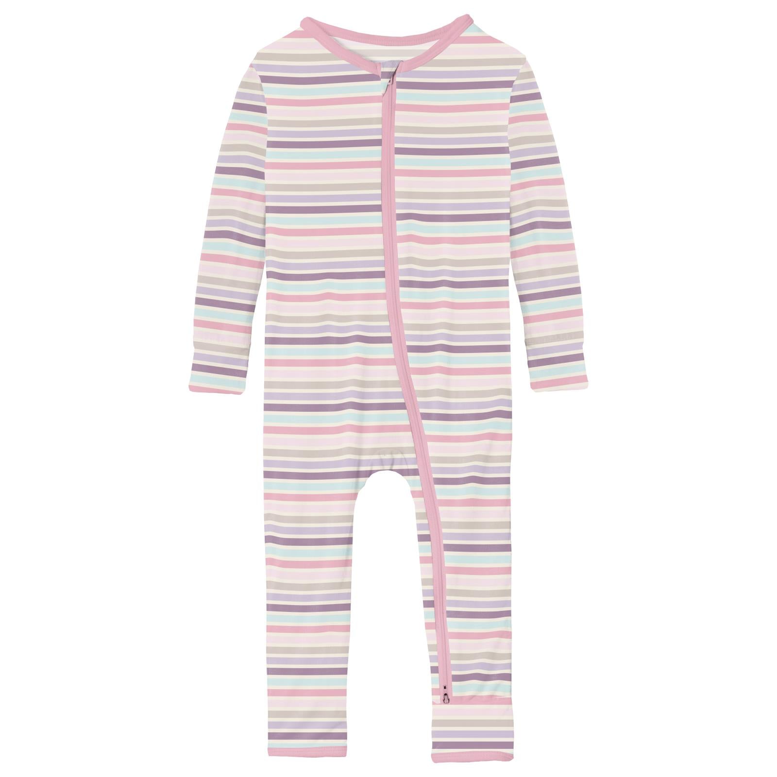 Print Coverall with 2 Way Zipper in Ice Cream Stripe