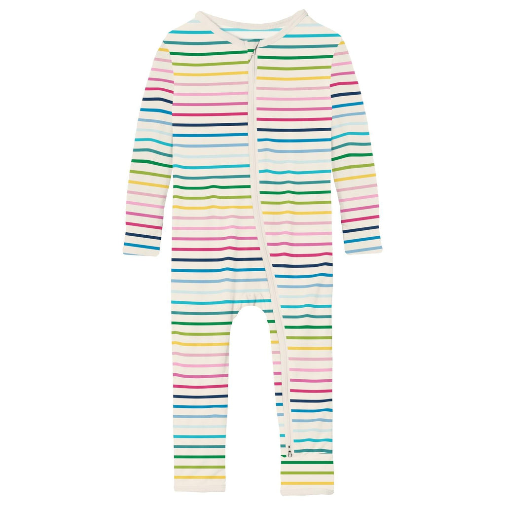 Print Coverall with 2 Way Zipper in Happy Stripe