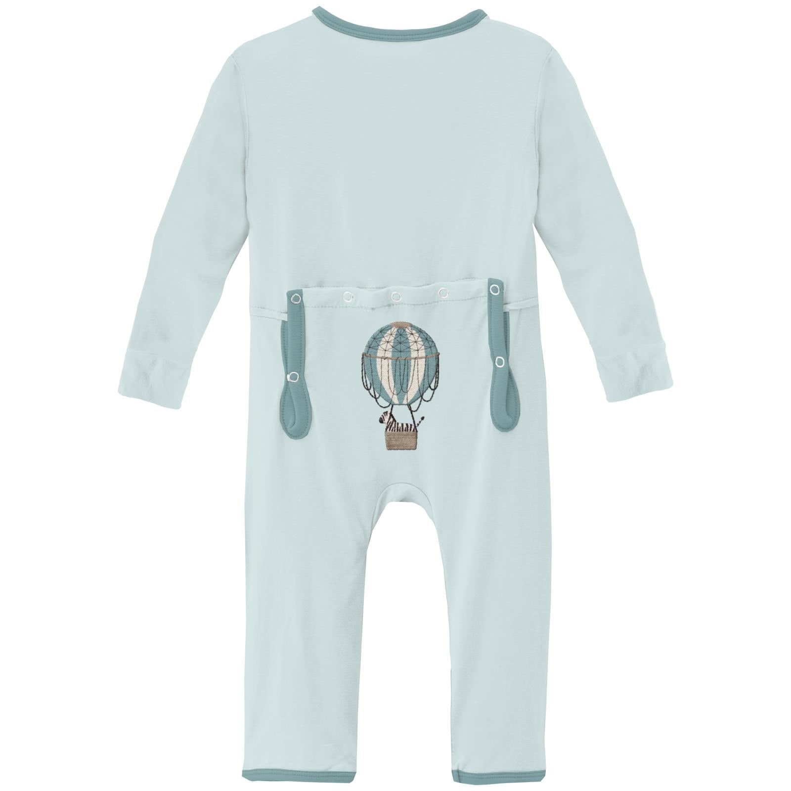 Applique Coverall with 2 Way Zipper in Fresh Air Zebra
