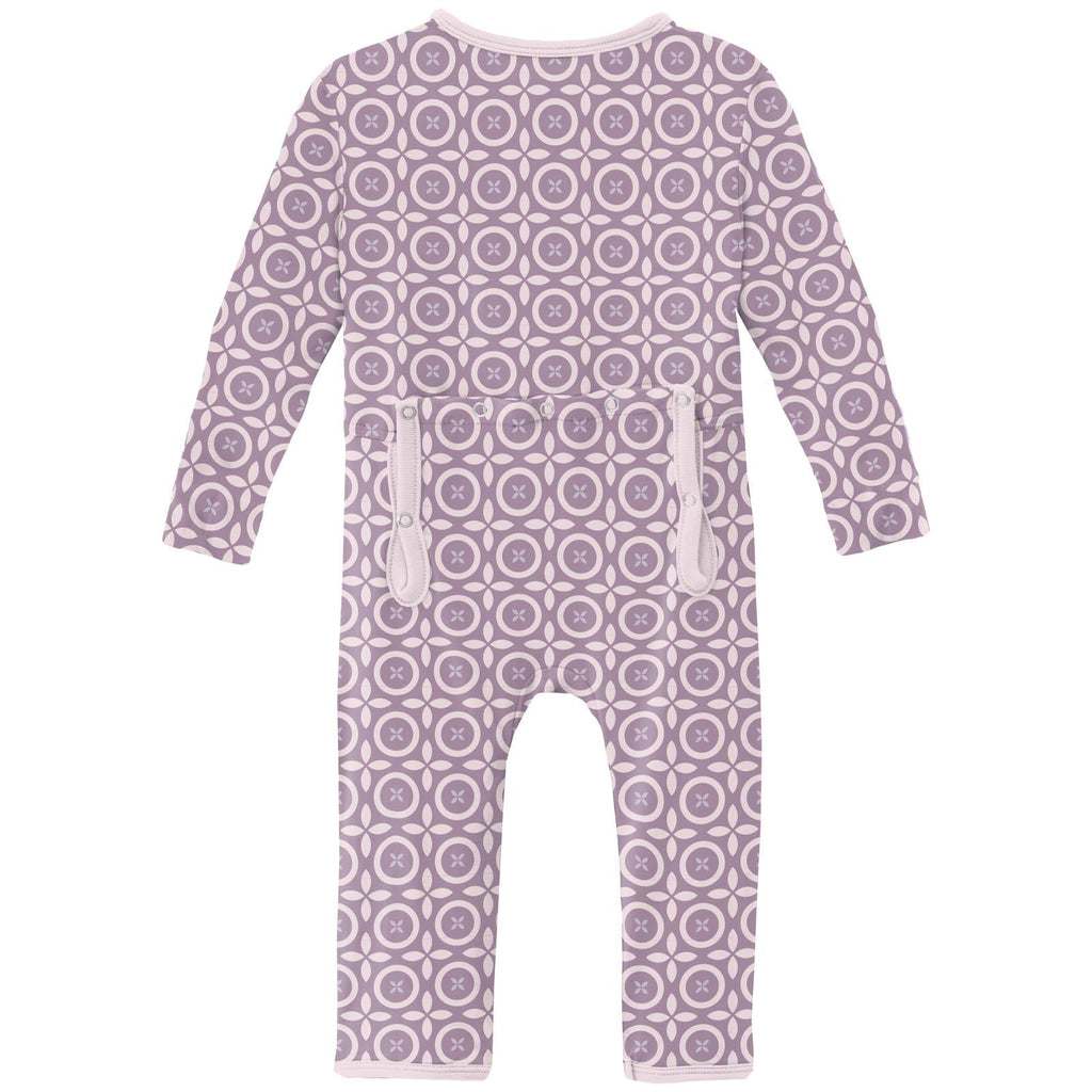 Print Coverall with 2 Way Zipper in Lavender Flower Lattice