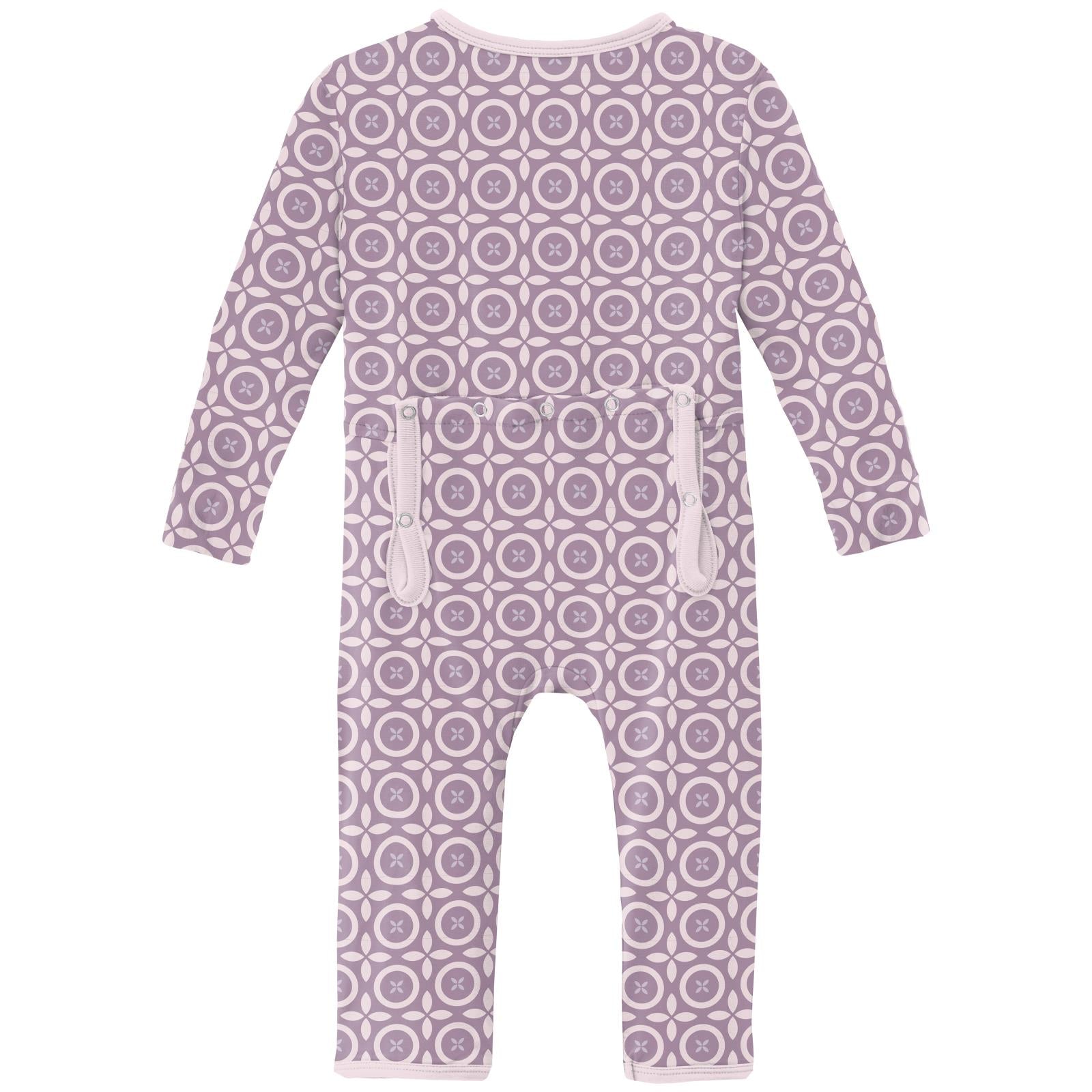 Print Coverall with 2 Way Zipper in Lavender Flower Lattice