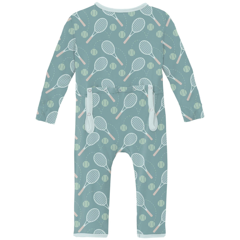 Print Coverall with 2 Way Zipper in Jade Tennis