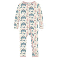 Print Coverall with 2 Way Zipper in Natural Dolphins