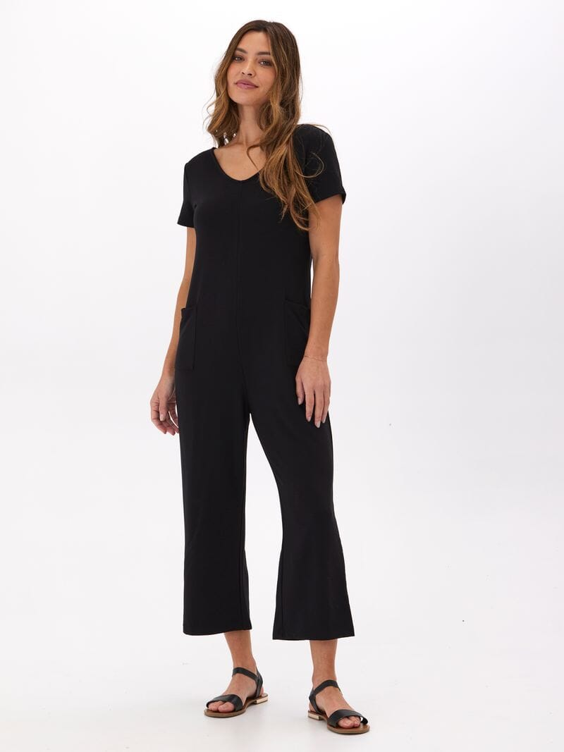 Modal Terry Short Sleeve Jumpsuit for Women - Versatile Fall Style