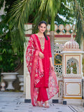 Multicolor luxury hand embroidered rayon kurta with printed dupatta