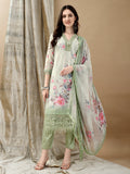 Green Schiffli Embroidered Kurta Set with Printed Dupatta