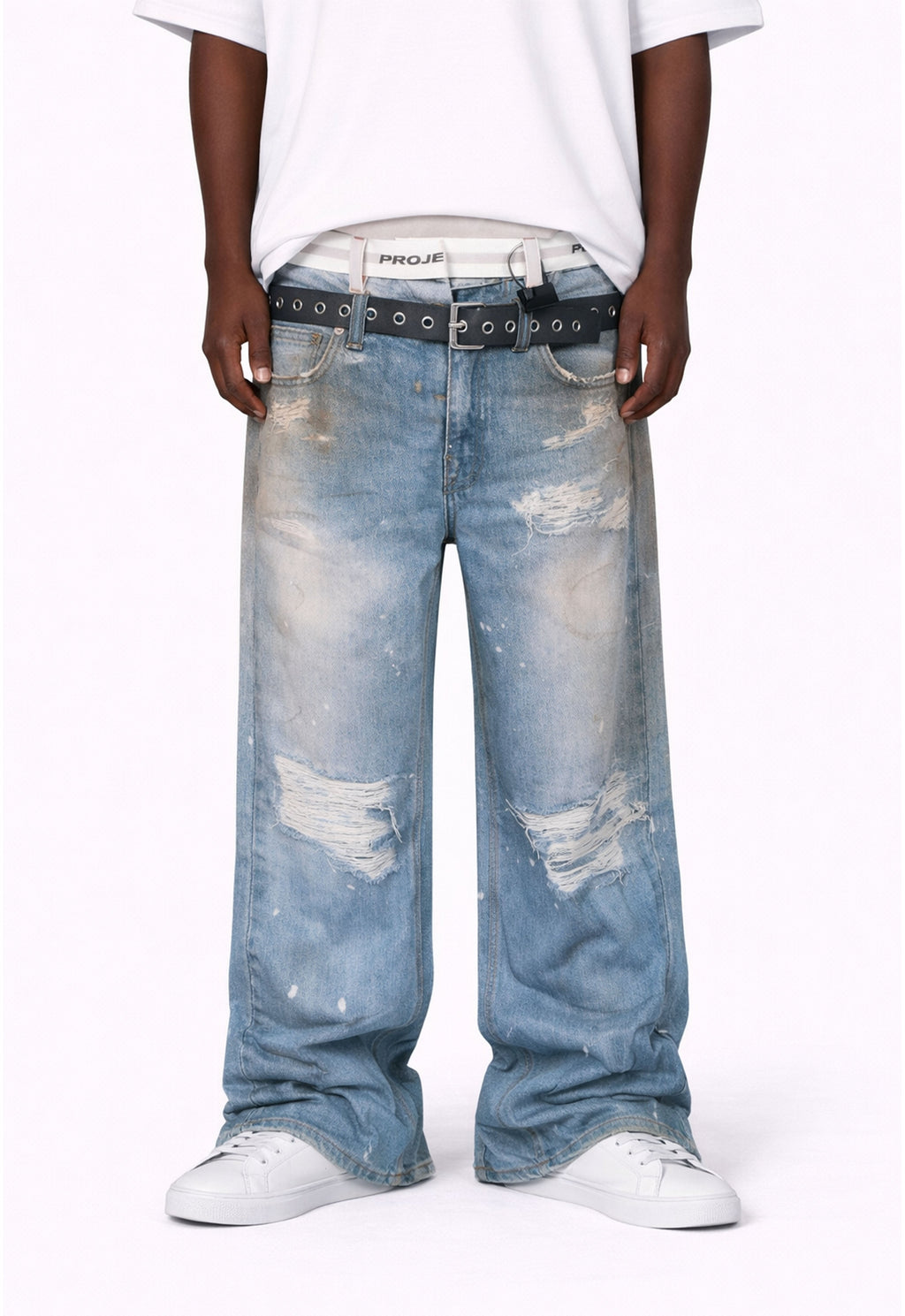 Wideboy Sagged Denim Relaxed Fit Graphic Distressed Jeans - Image 2