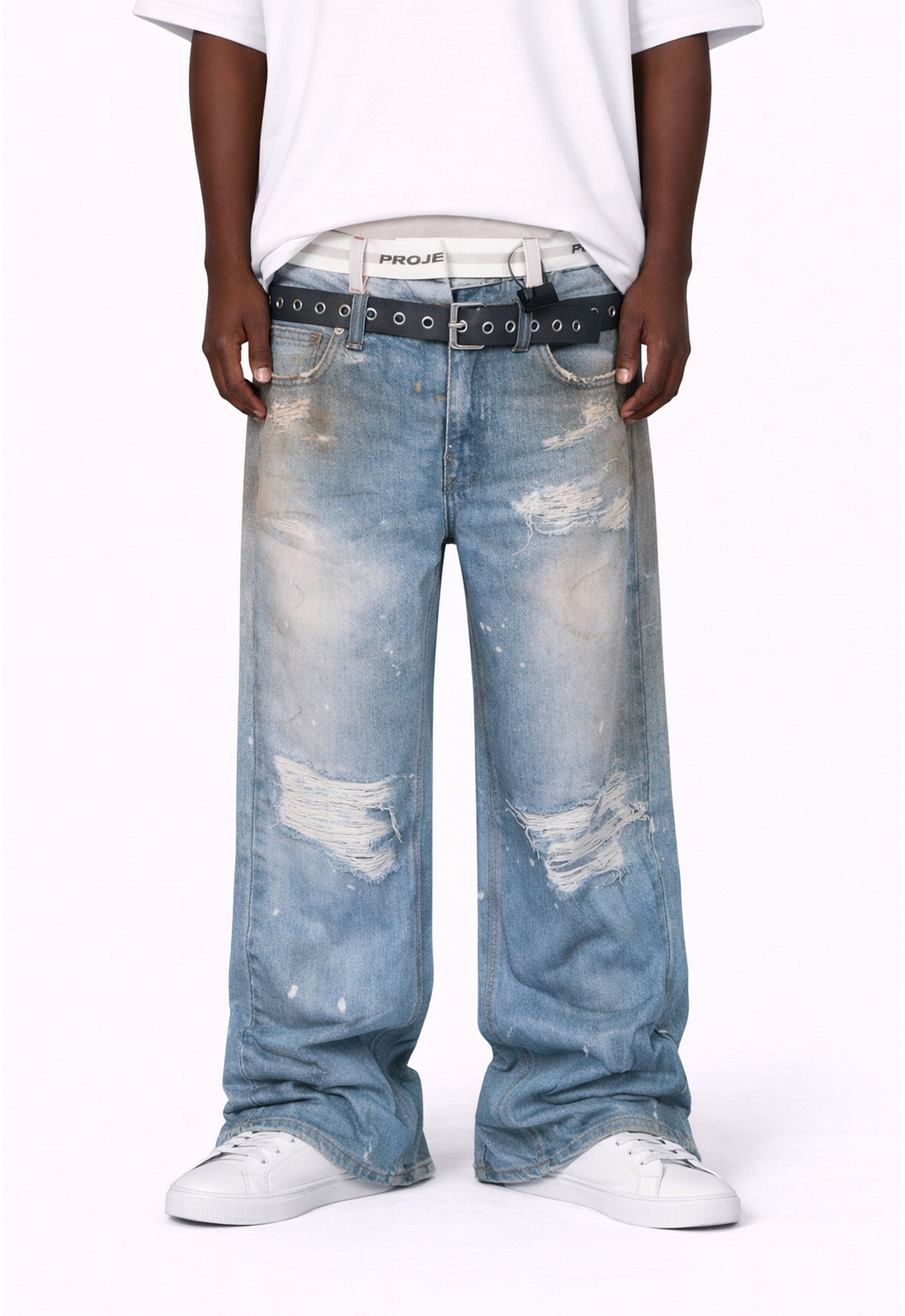 Wideboy Sagged Denim Relaxed Fit Graphic Distressed Jeans - Image 2