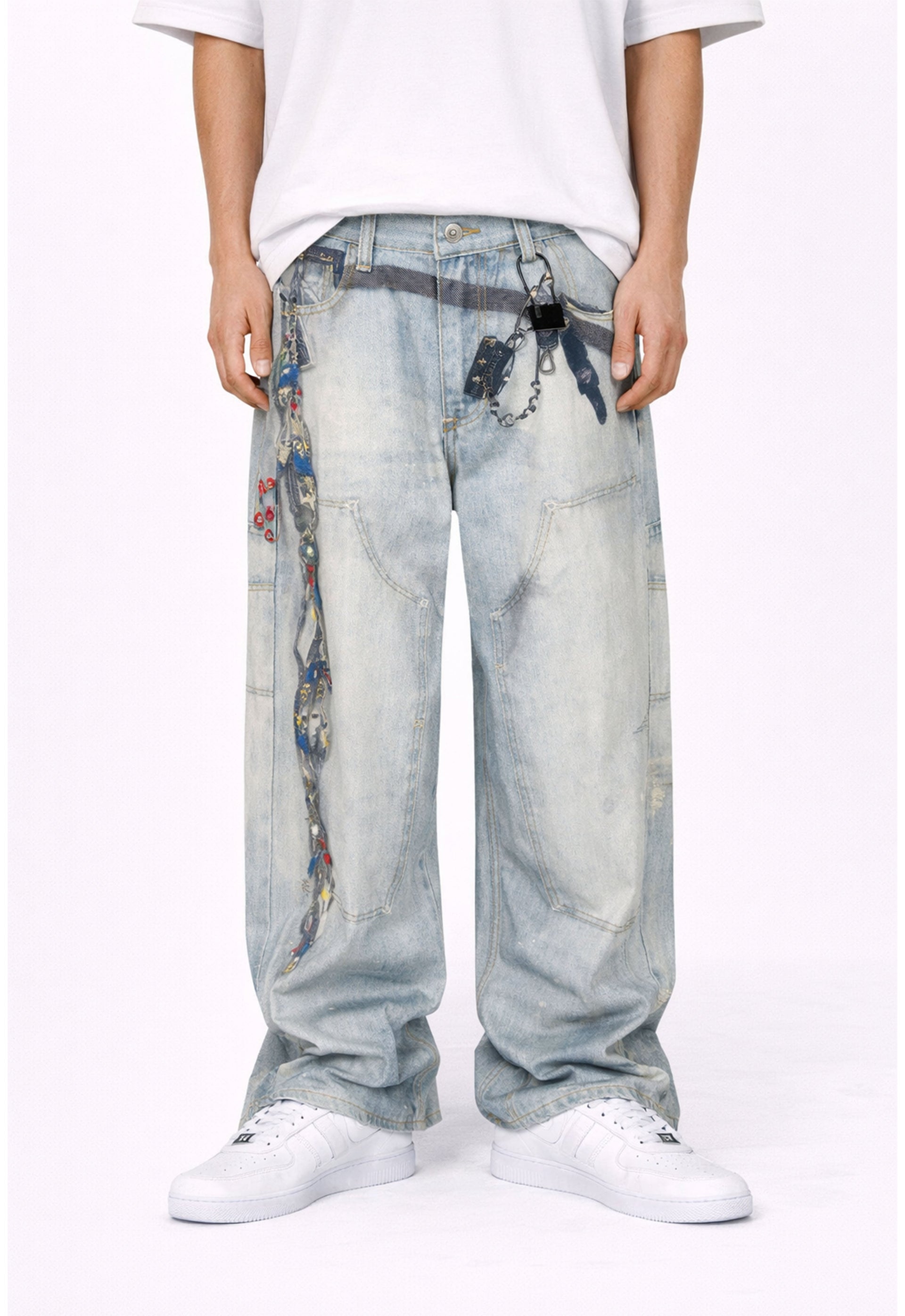Wideboy Padlock Graphic Print Relaxed Fit Denim Jeans - Image 2