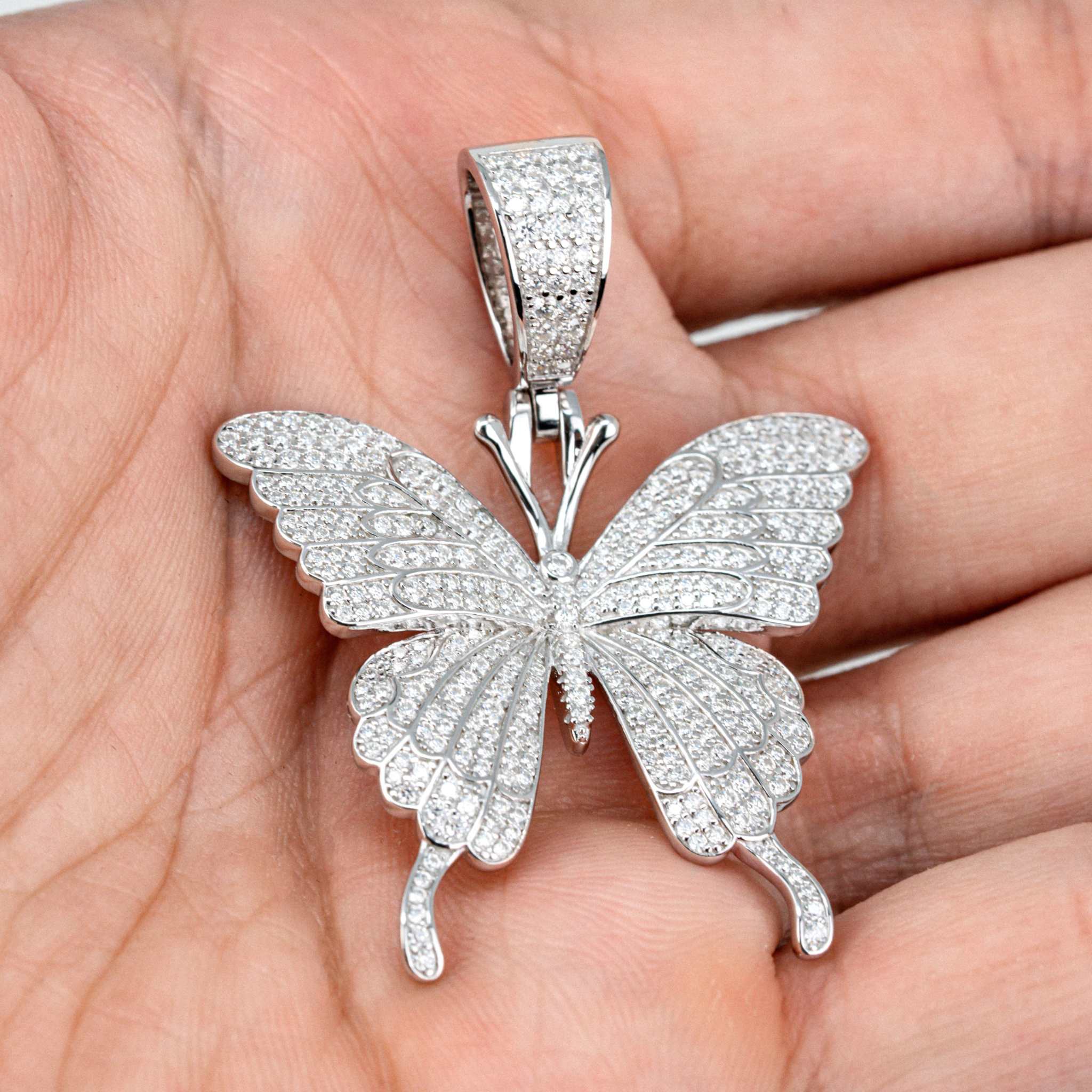 Women's Moissanite Butterfly Pendant 925 Sterling Silver 2.5 TCW
