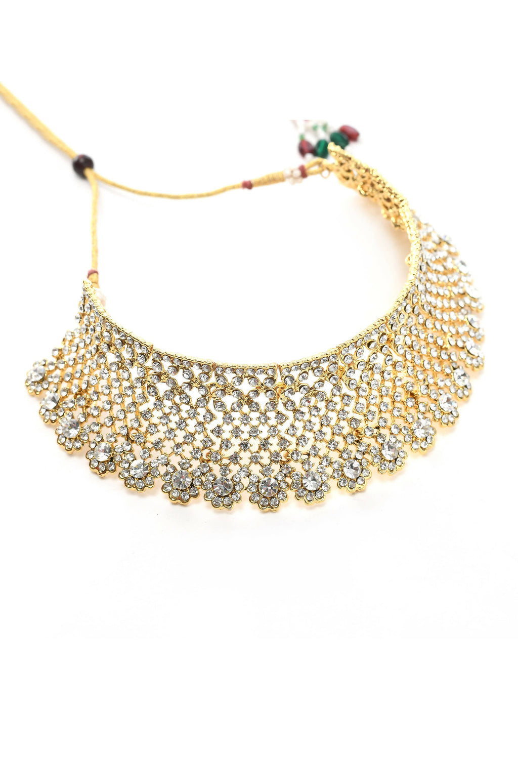 Traditional Rajwadi Golden Choker Necklace Set for Women