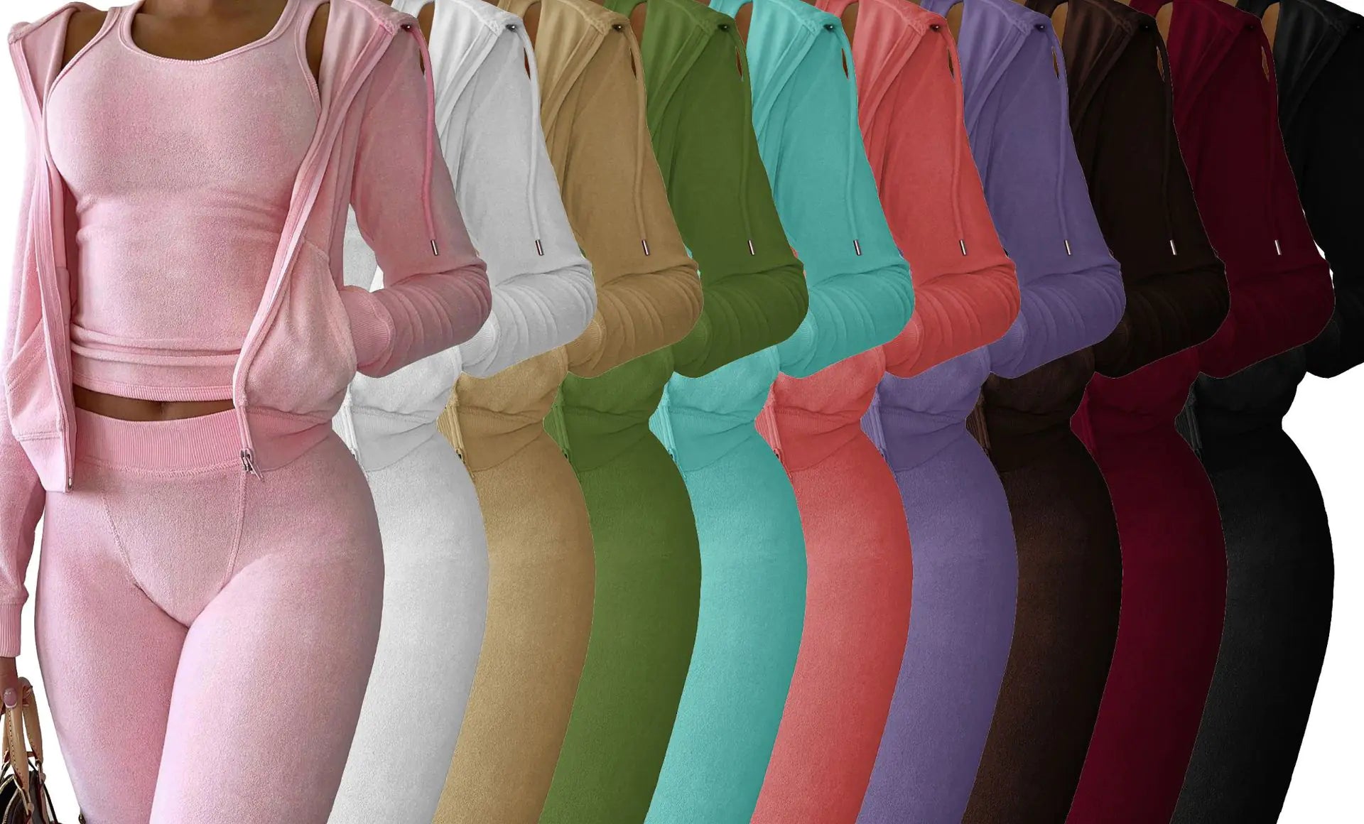 HR8235 Women's Autumn Winter Hooded Vest Set