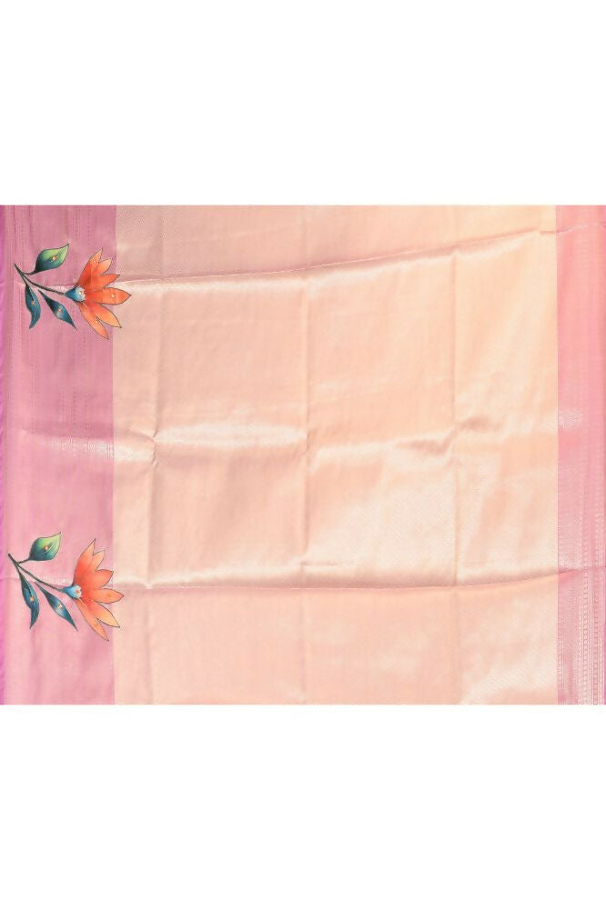 Joban Fashion Lavender & Brown Saree Kataan Applick Witch Mirror
