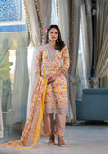 Multicolor floral printed and embroidered kurta set with matching pant and dupatta