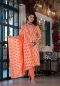 Multicolor lace embroidered and printed rayon kurta set with matching pant and dupatta