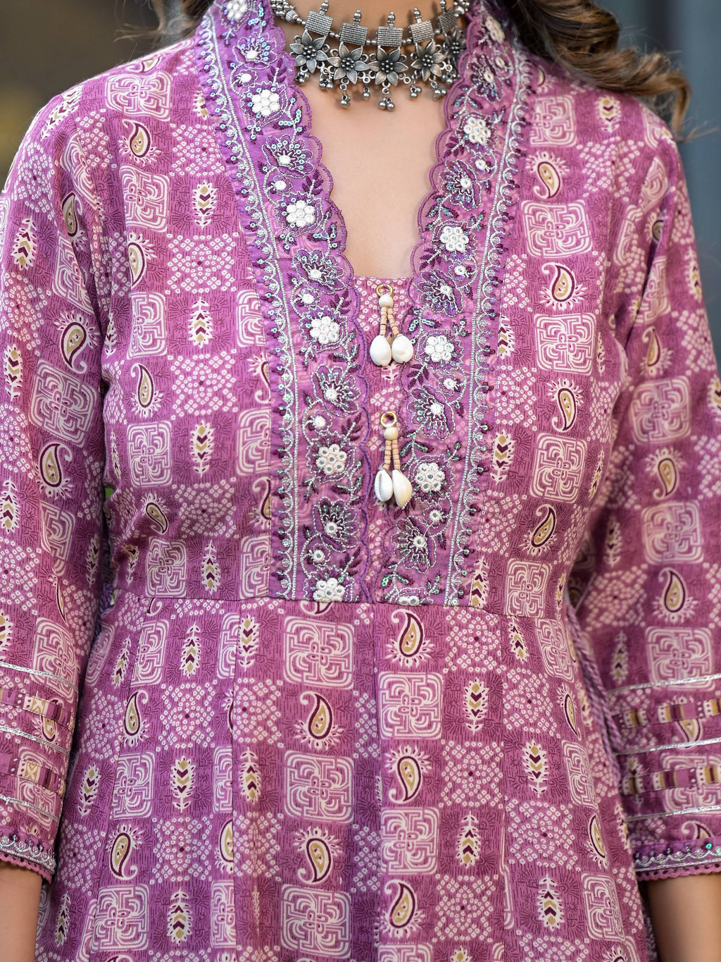 Pink Embroidered Flared Kurta Set with Pant and Dupatta