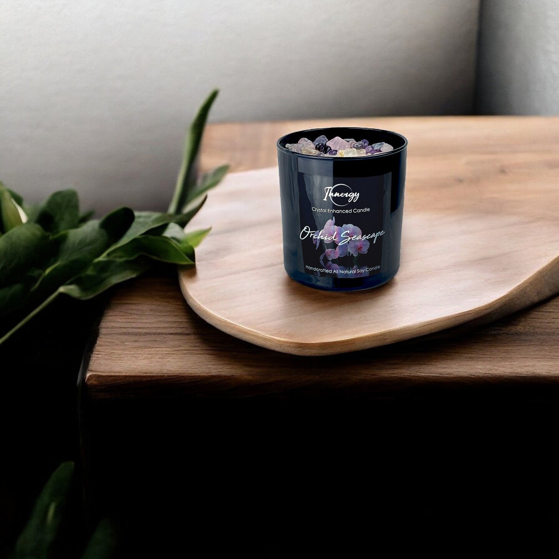 Orchid Seascape Crystal Candle, 10oz