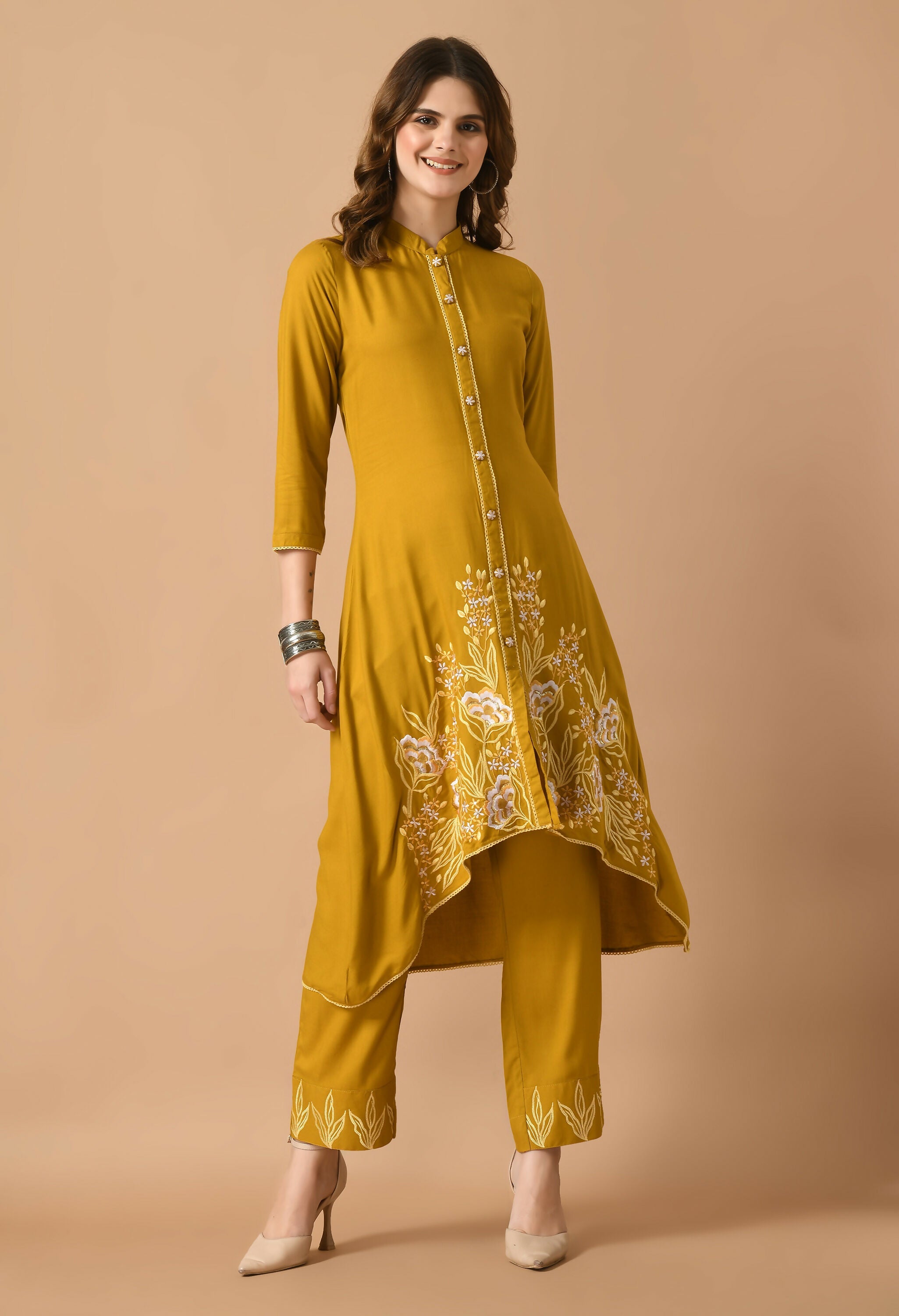Mustard Cotton Rayon Kurta Set - Breathable 2-Piece Ethnic Wear