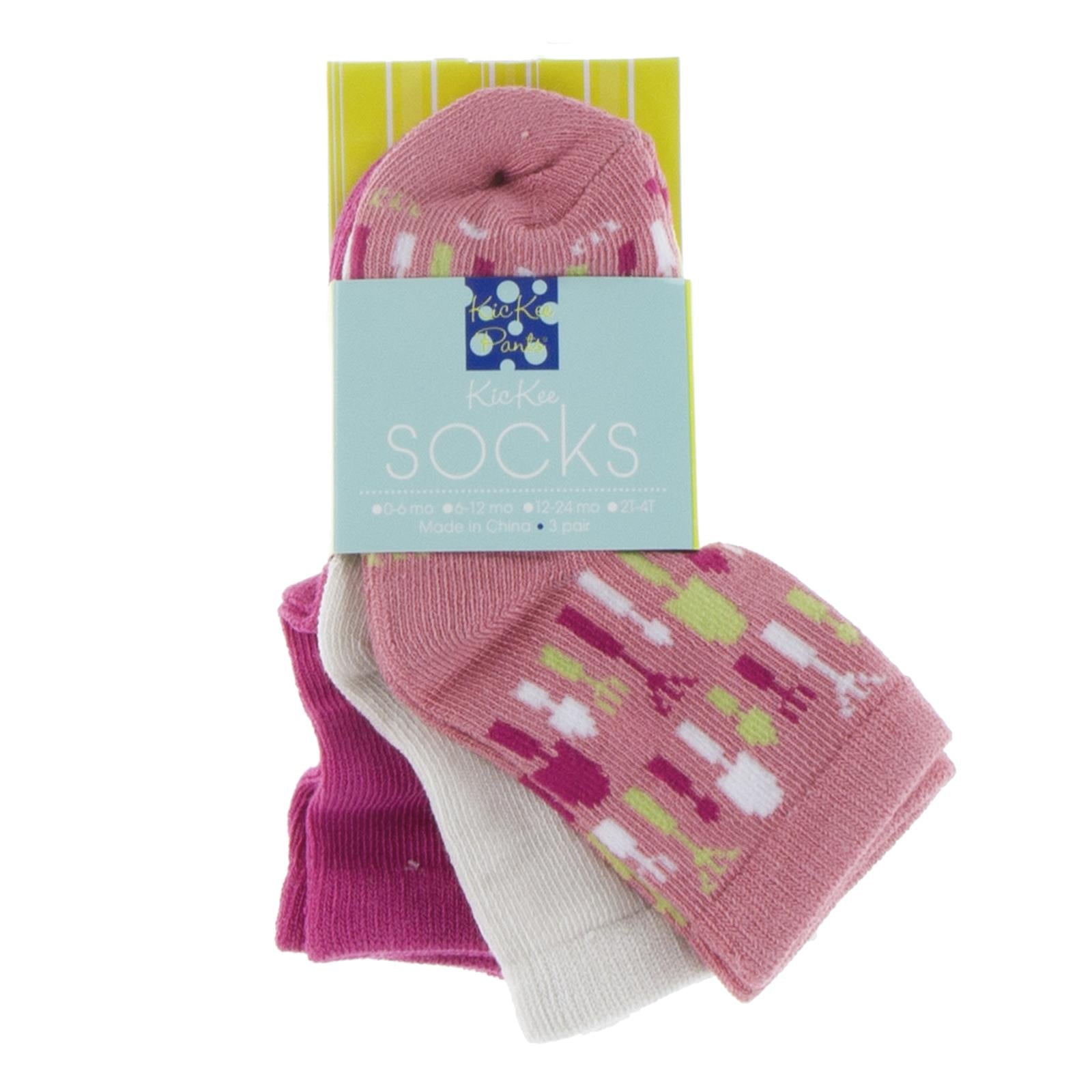 Socks (Set of 3) in Calypso, Natural & Strawberry Garden Tools