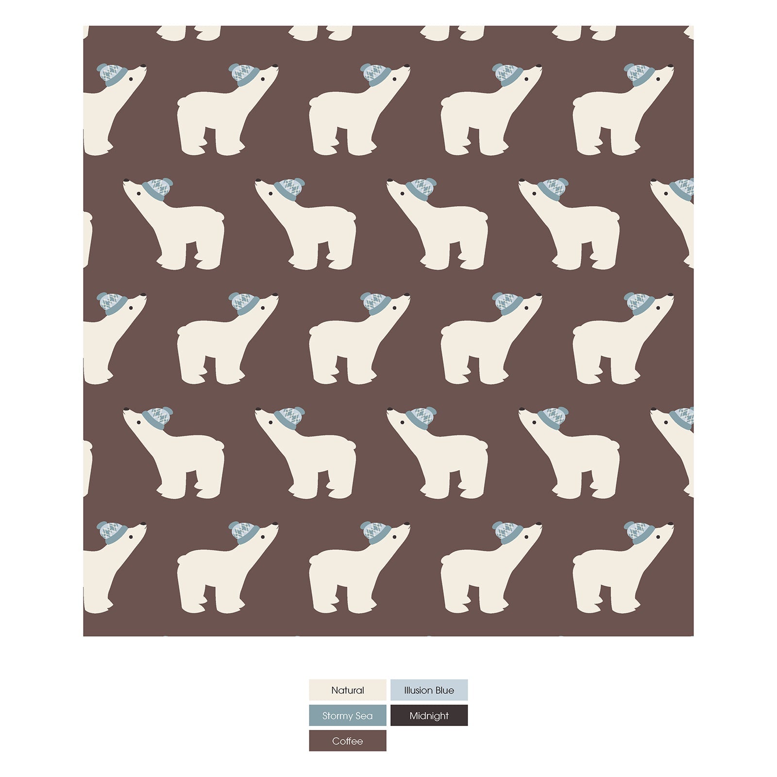 Print Casual Pants in Coffee Polar Bears