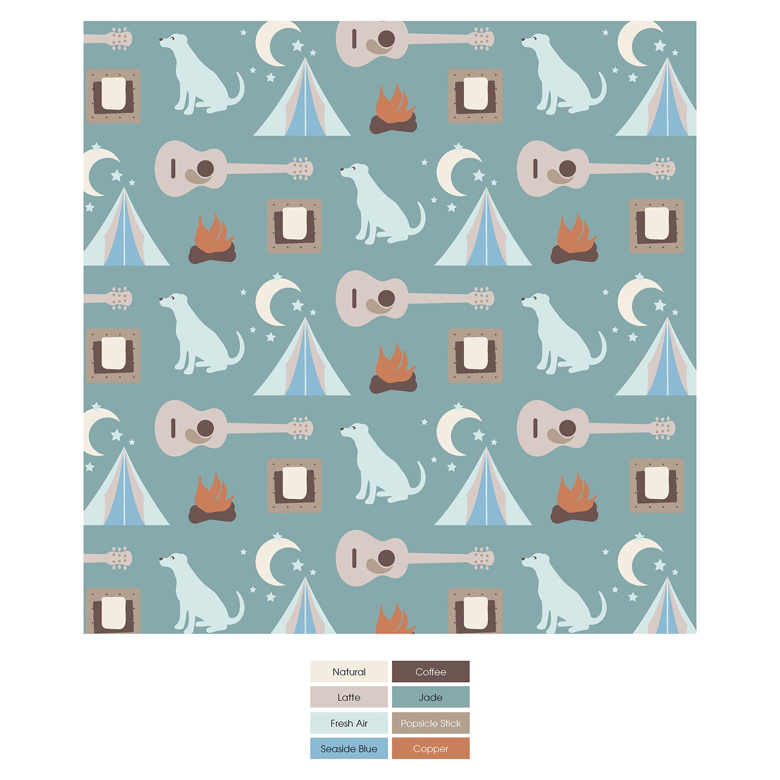 Print Convertible Sleeper with Zipper in Jade Campfire