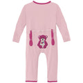 Applique Coverall with 2 Way Zipper in Lotus Happy Teddy