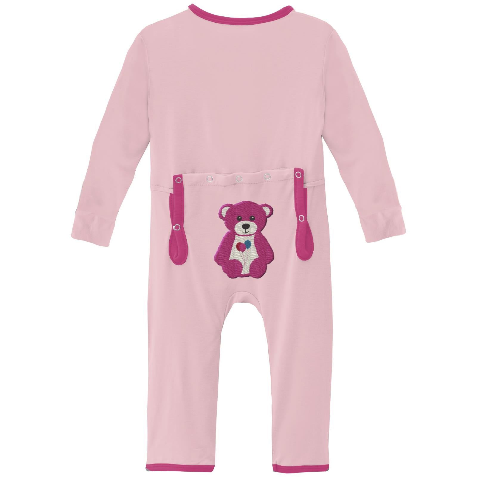 Applique Coverall with 2 Way Zipper in Lotus Happy Teddy