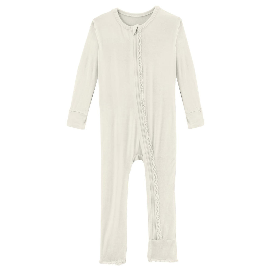 Muffin Ruffle Coverall with Zipper in Natural