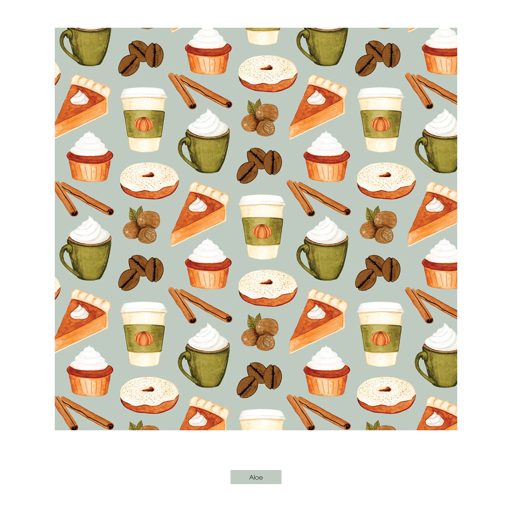 Print Coverall with 2 Way Zipper in Aloe Pumpkin Spice