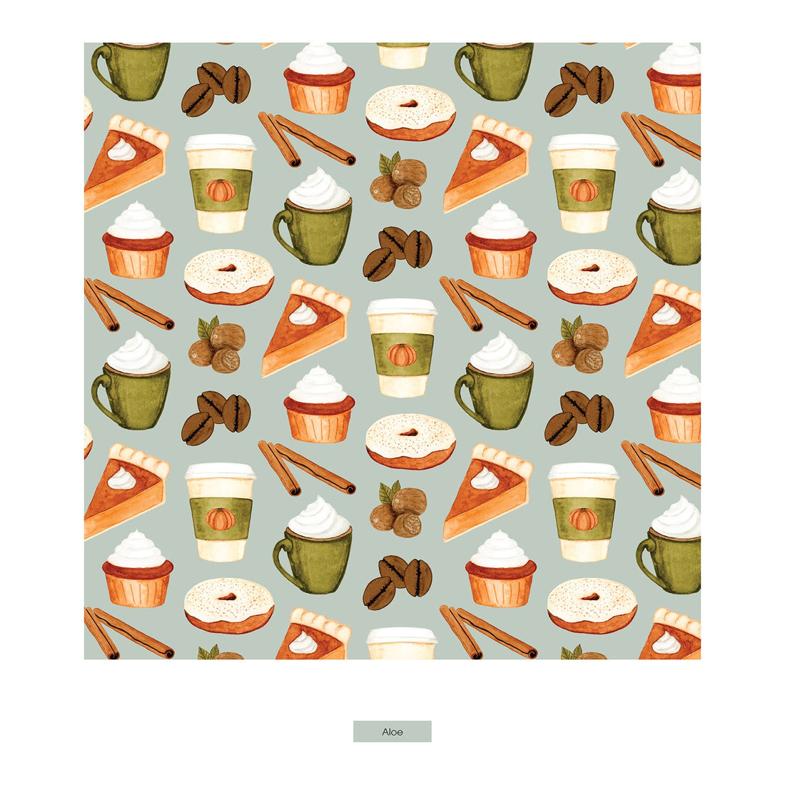 Print Coverall with 2 Way Zipper in Aloe Pumpkin Spice