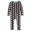 Print Coverall with 2 Way Zipper in Midnight Tiny Snowman