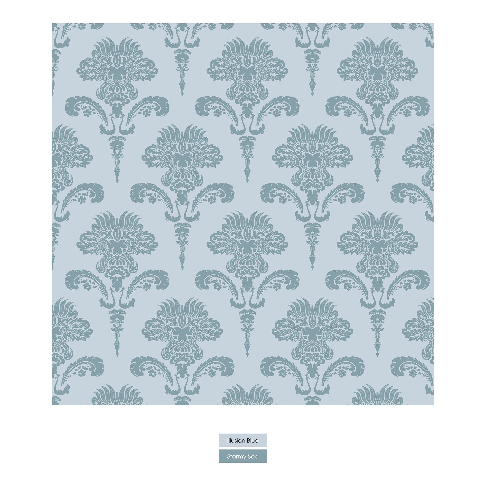 Print Convertible Sleeper with Zipper in Illusion Blue Damask