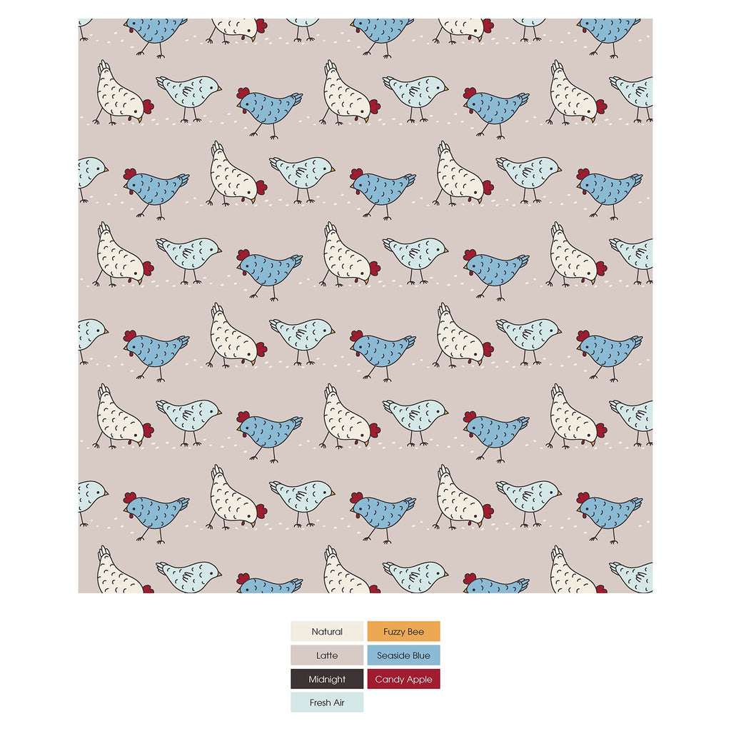 Print Convertible Sleeper with Zipper in Latte Chickens