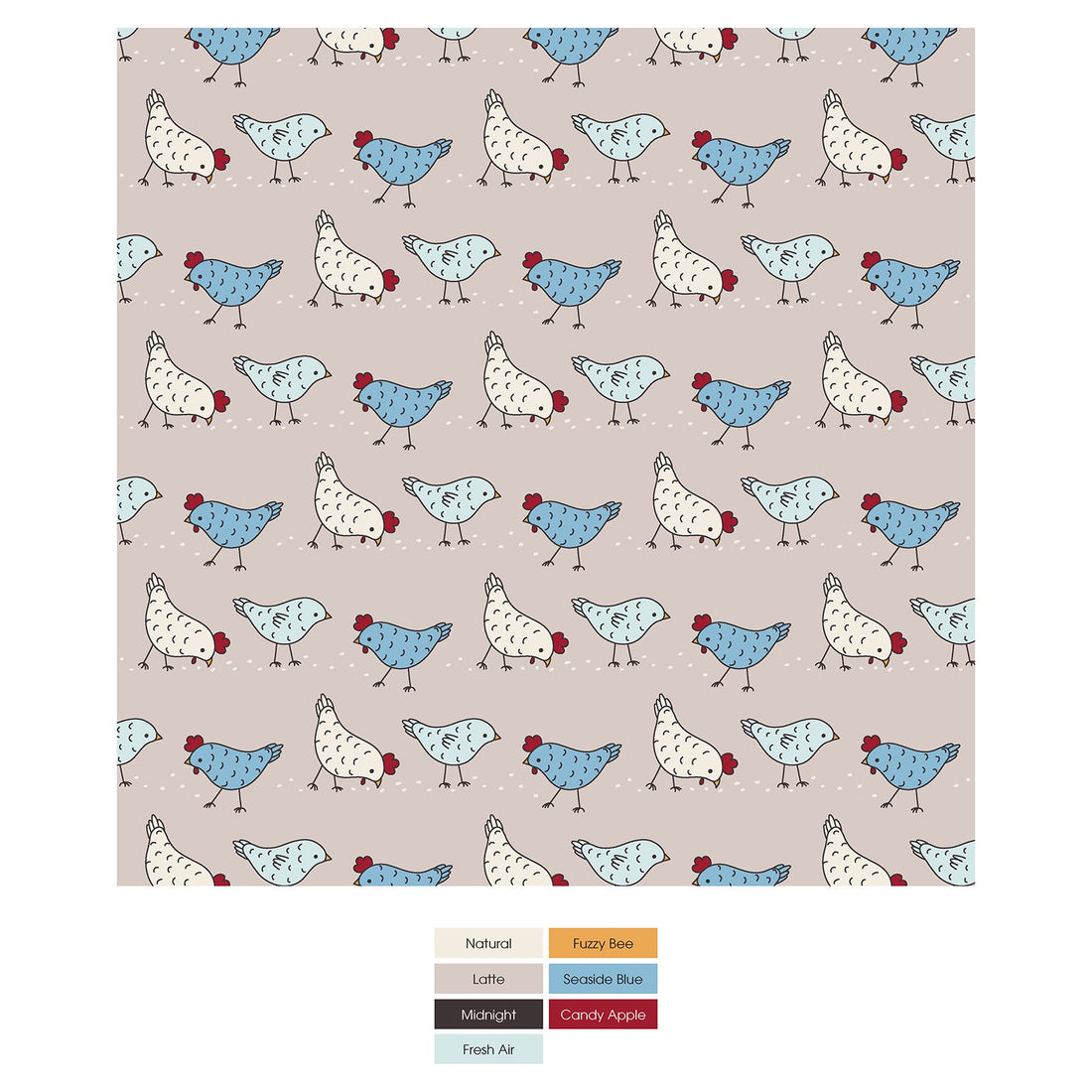 Print Convertible Sleeper with Zipper in Latte Chickens