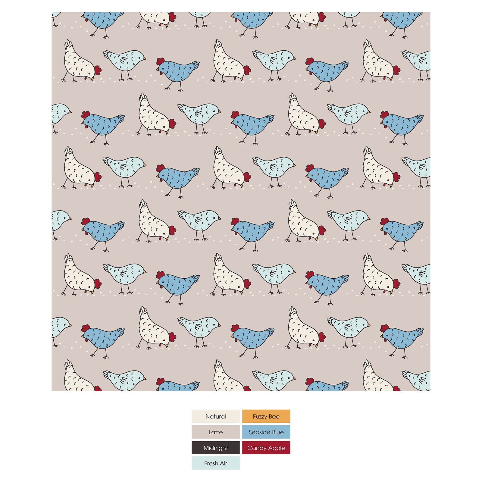 Print Convertible Sleeper with Zipper in Latte Chickens