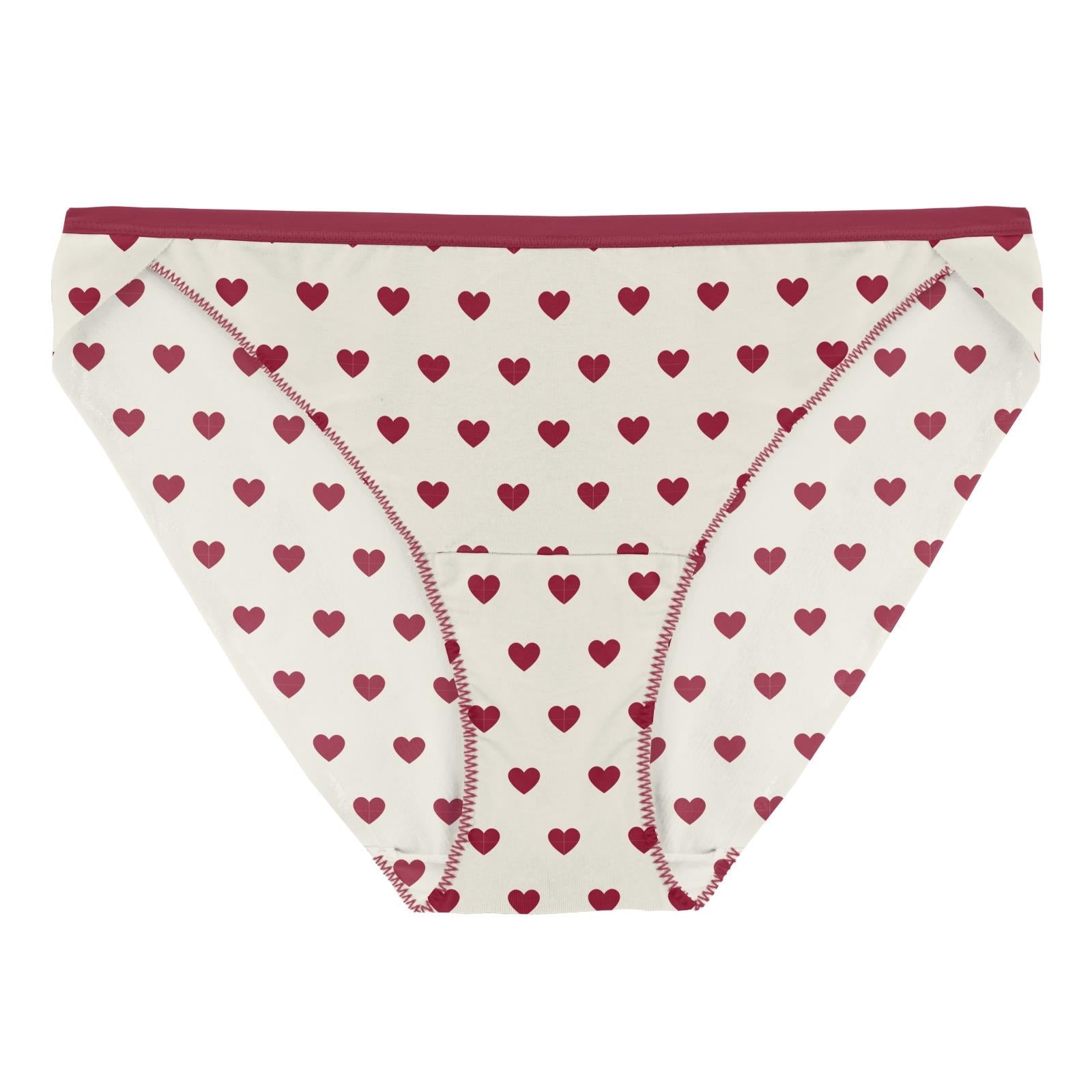 Women's Print Bikini Brief in Natural Hearts